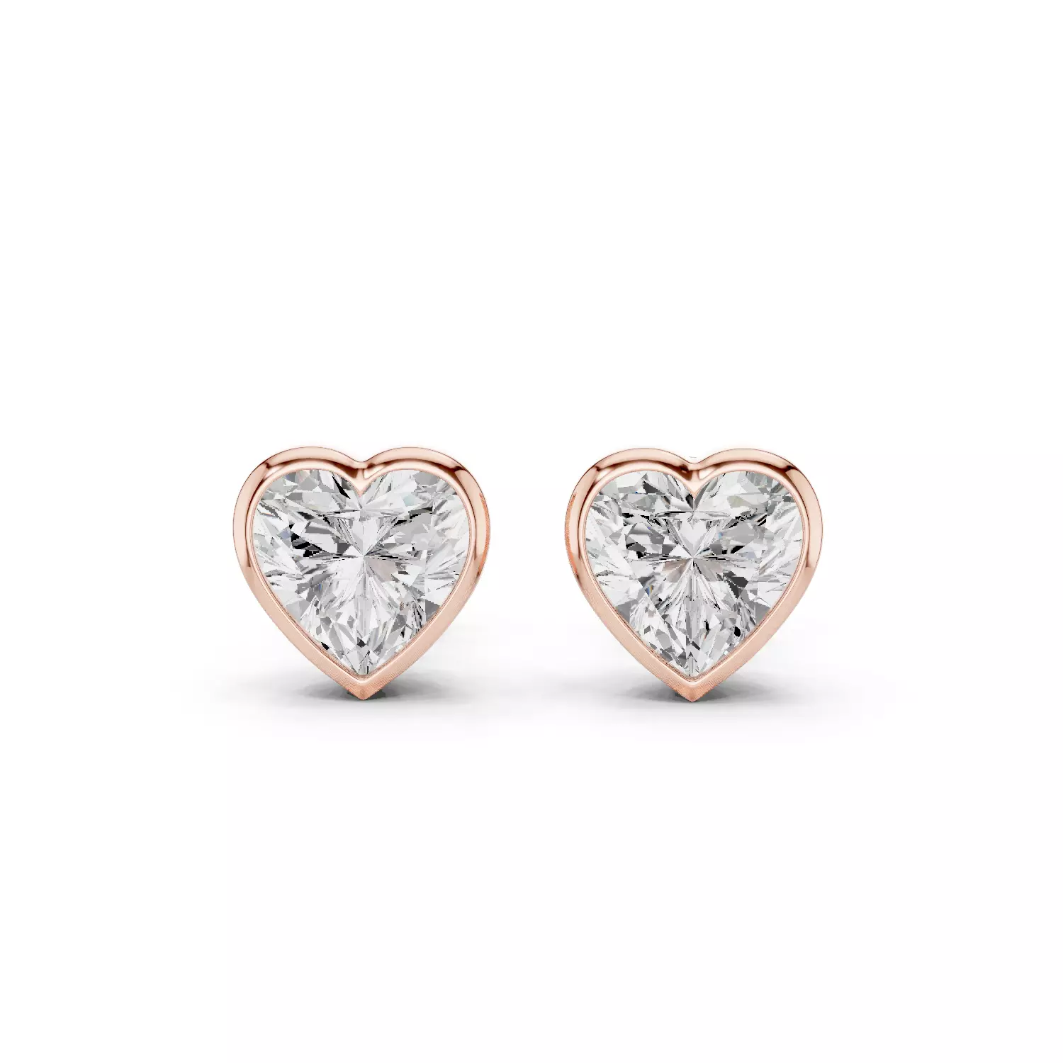 4 Ct Heart Solitaire Studs Earrings 3dm stl animation renders 3D print model