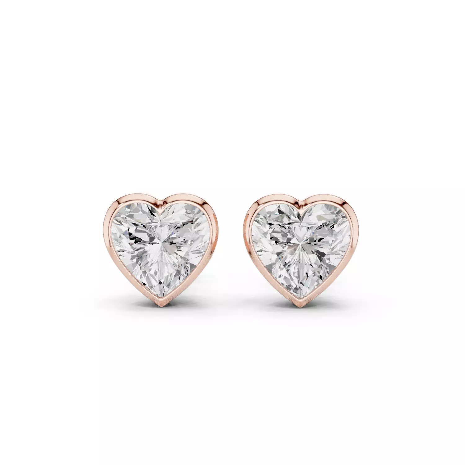 3 Ct Heart Solitaire Studs Earrings 3dm stl animation renders 3D print model
