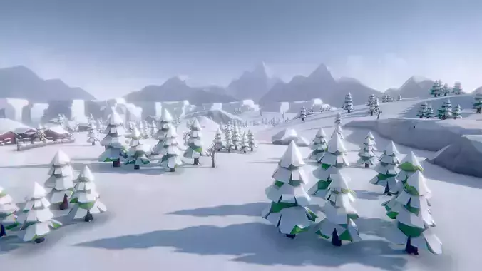 Lowpoly Arctic Winter Tundra Environment Pack Low-poly 3D model