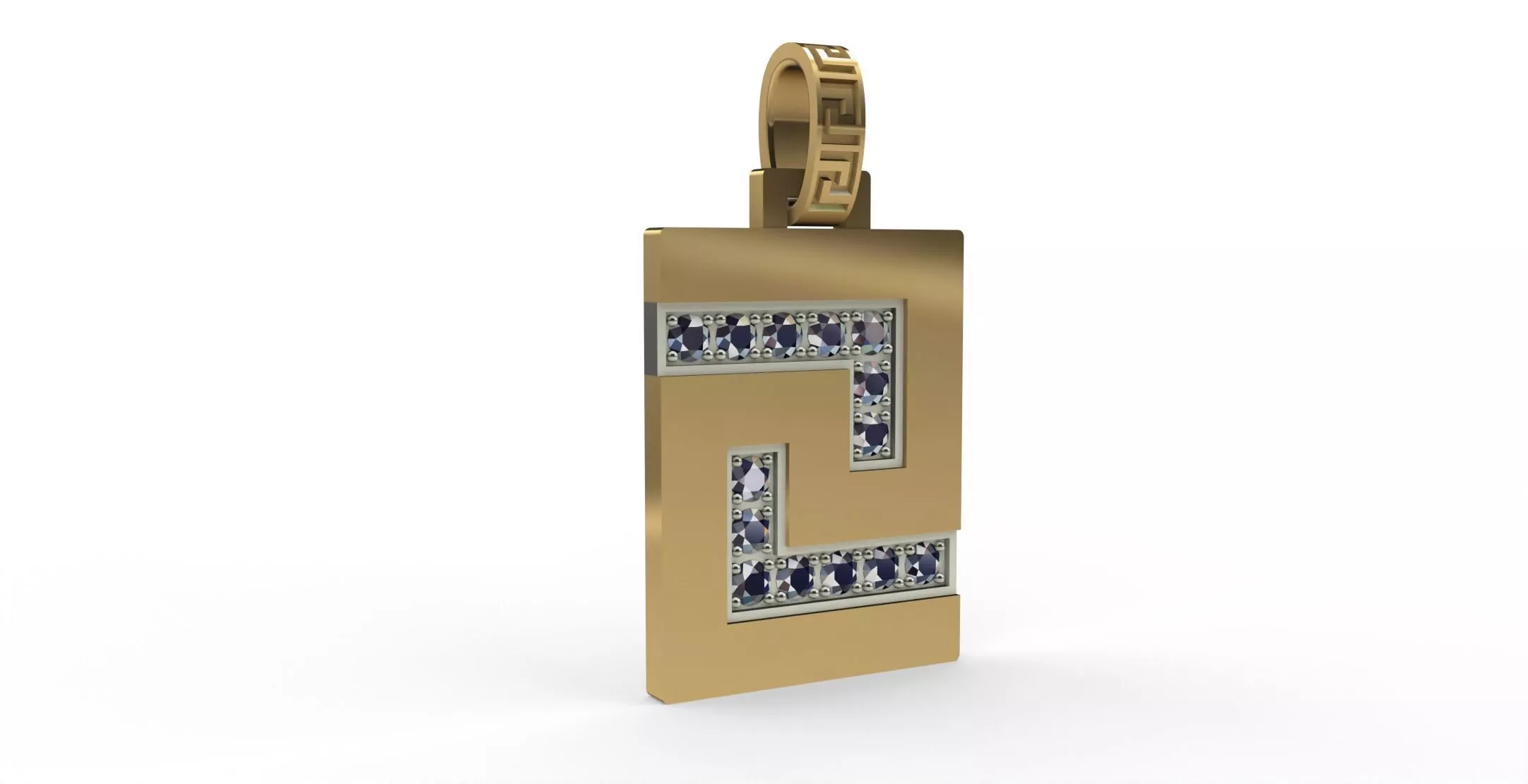 Greek Key Meander Iced Out Pendant 3D print model
