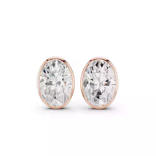 9 and half Ct Oval Solitaire Studs Earrings 3dm stl animation 