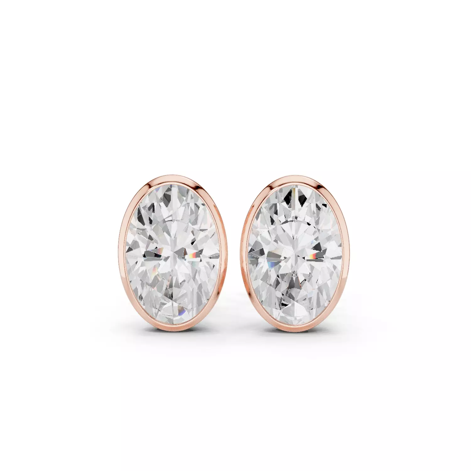 4 and half Ct Oval Solitaire Studs Earrings 3dm stl animation 3D print model