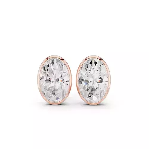 4 and half Ct Oval Solitaire Studs Earrings 3dm stl animation 