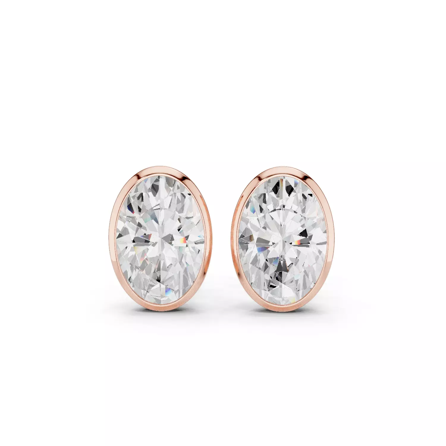 3 and half Ct Oval Solitaire Studs Earrings 3dm stl animation 3D print model