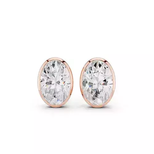 3 and half Ct Oval Solitaire Studs Earrings 3dm stl animation 