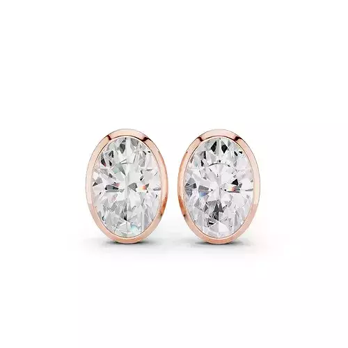 2 and half Ct Oval Solitaire Studs Earrings 3dm stl animation 