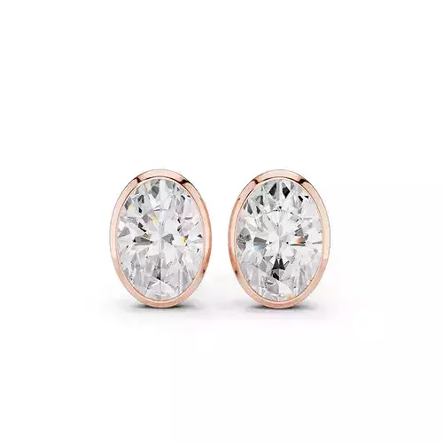 1 and half Ct Oval Solitaire Studs Earrings 3dm stl animation 
