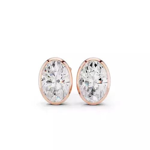 1 and half Ct Oval Solitaire Studs Earrings 3dm stl animation 