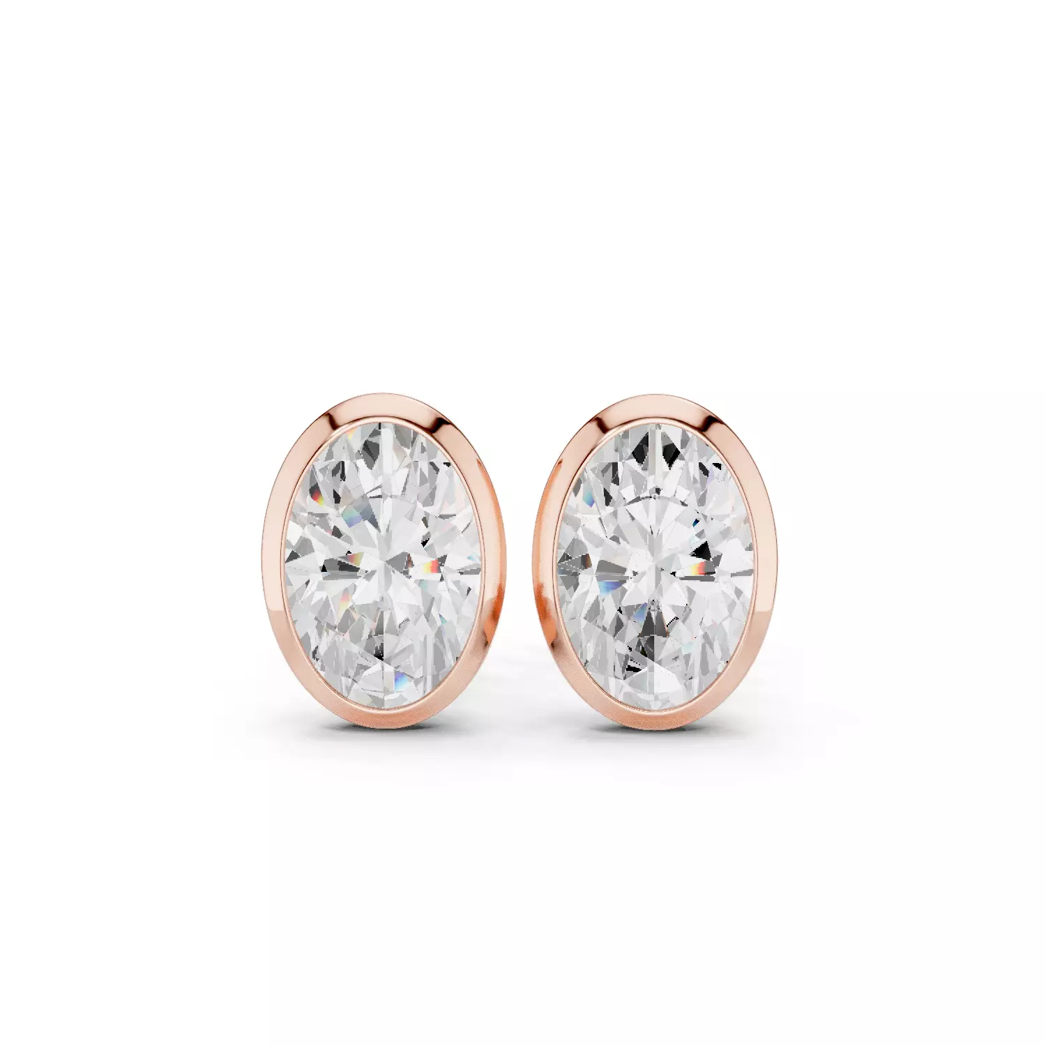 Half Ct Oval Solitaire Studs Earrings 3dm stl animation renders 3D print model