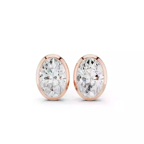 Half Ct Oval Solitaire Studs Earrings 3dm stl animation renders