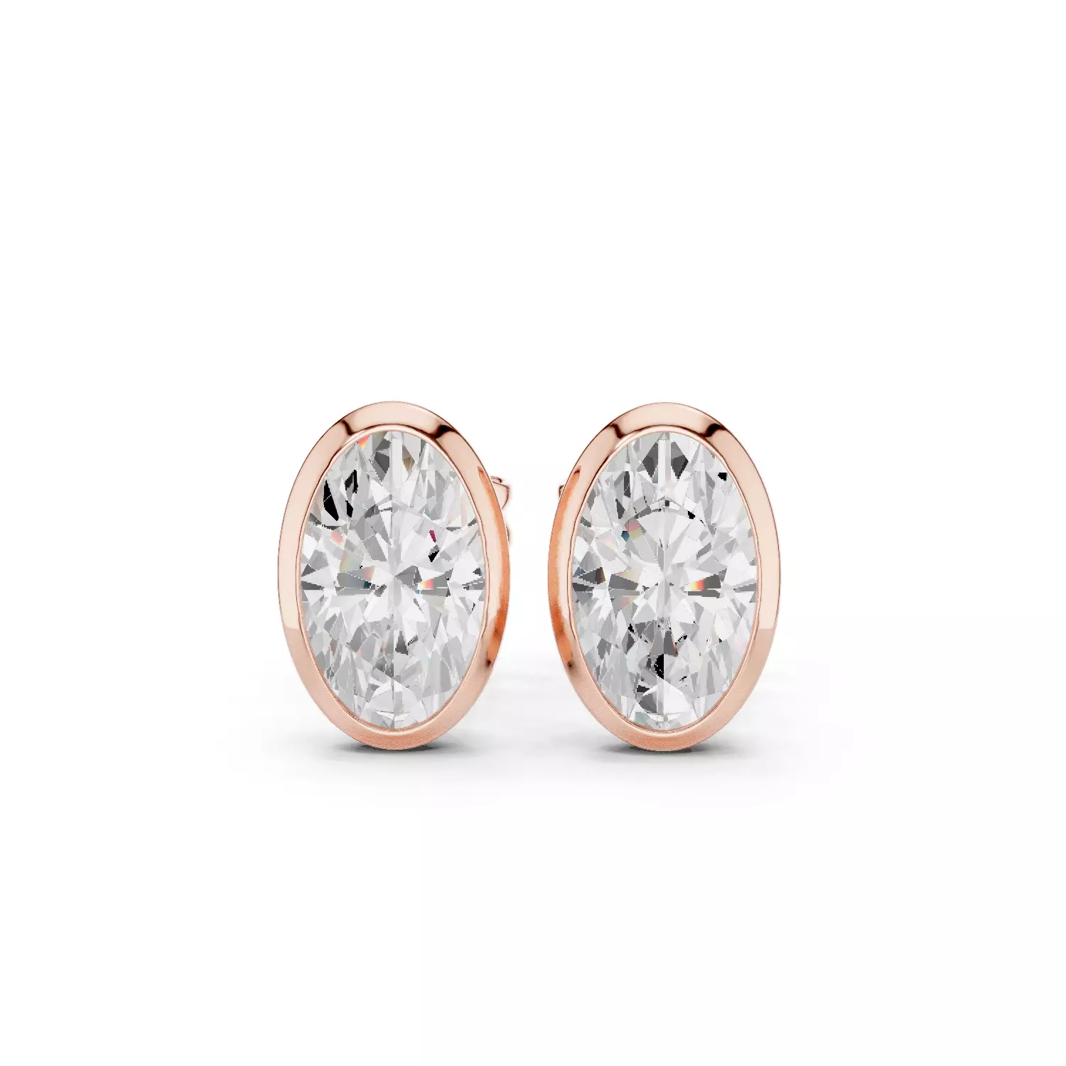 Half Ct Oval Solitaire Studs Earrings 3dm stl animation renders 3D print model