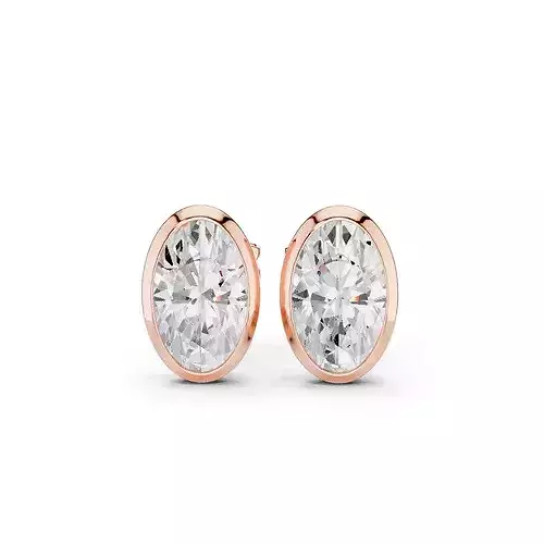 Half Ct Oval Solitaire Studs Earrings 3dm stl animation renders 