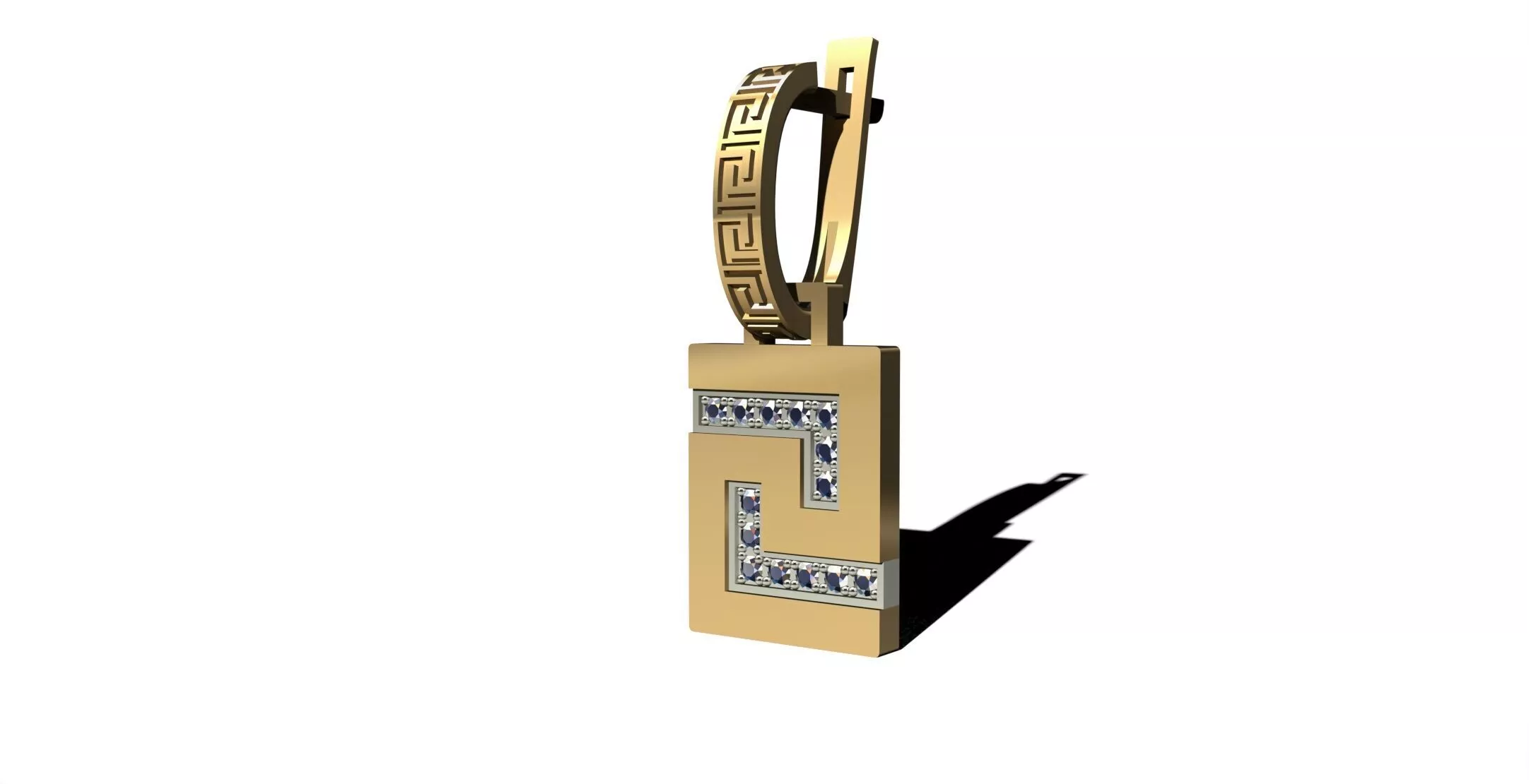 Greek Key Meander Leverback Earrings 3D Print Model 3D print model