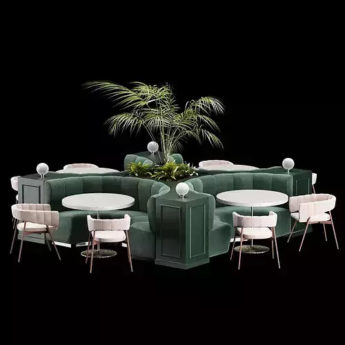 Modern Cafe Diner Folding Table and Chairs Set 3D model 6