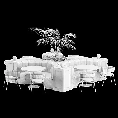 Modern Cafe Diner Folding Table and Chairs Set 3D model 7