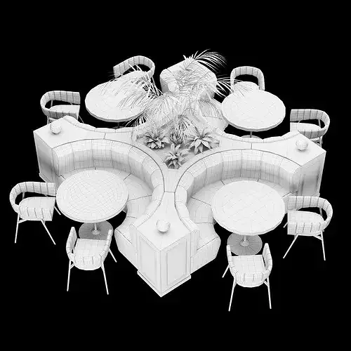 Modern Cafe Diner Folding Table and Chairs Set 3D model 3