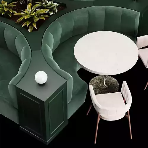 Modern Cafe Diner Folding Table and Chairs Set 3D model 4