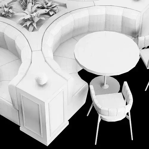 Modern Cafe Diner Folding Table and Chairs Set 3D model 5
