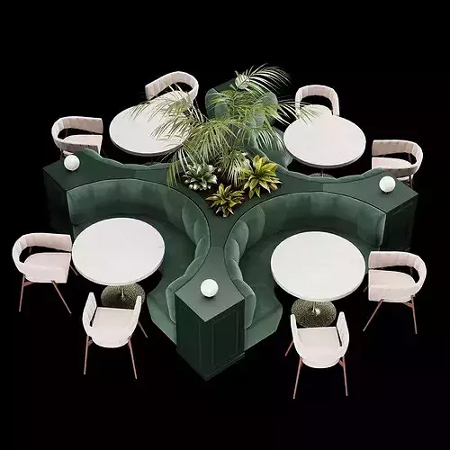Modern Cafe Diner Folding Table and Chairs Set 3D model
