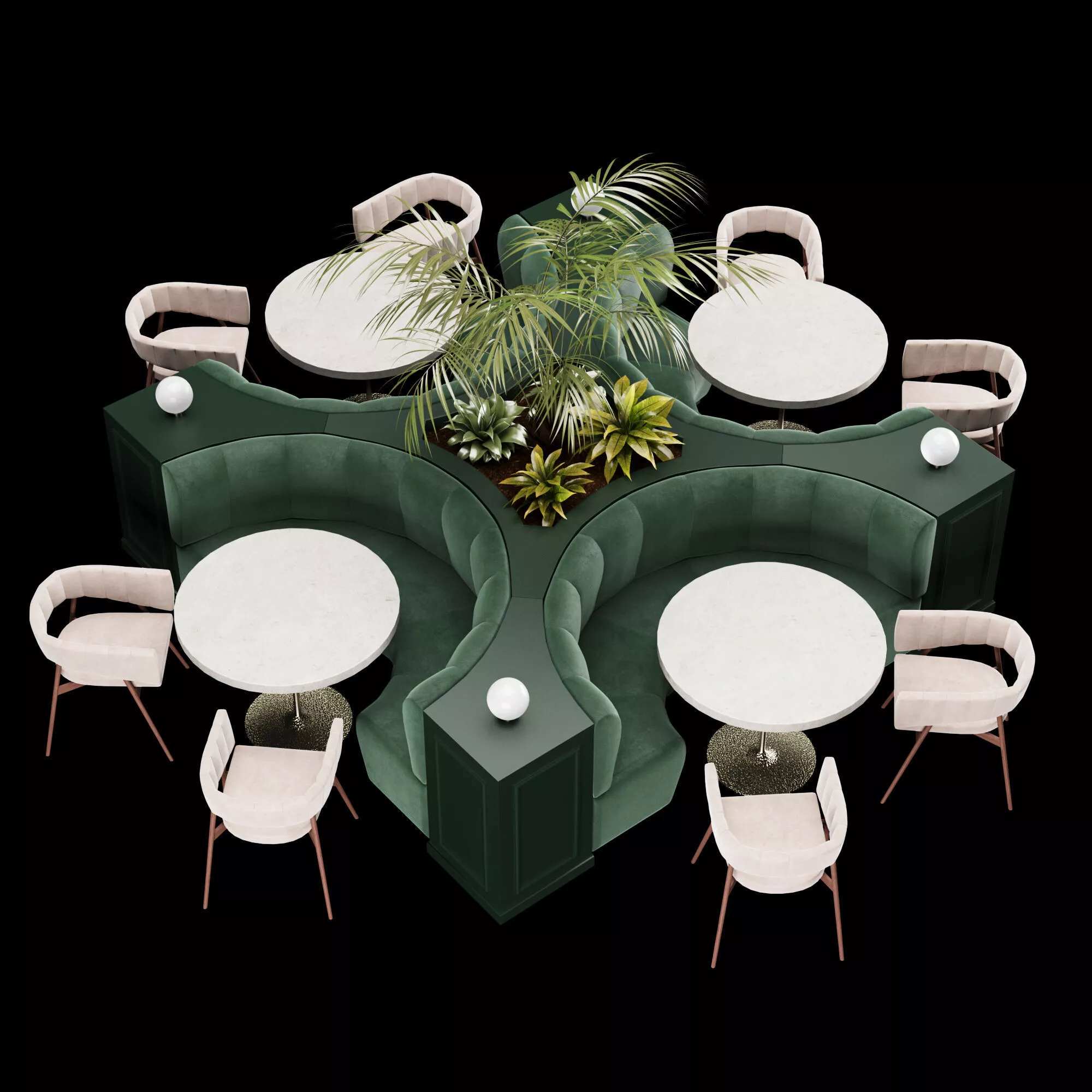 Modern Cafe Diner Folding Table and Chairs Set 3D model