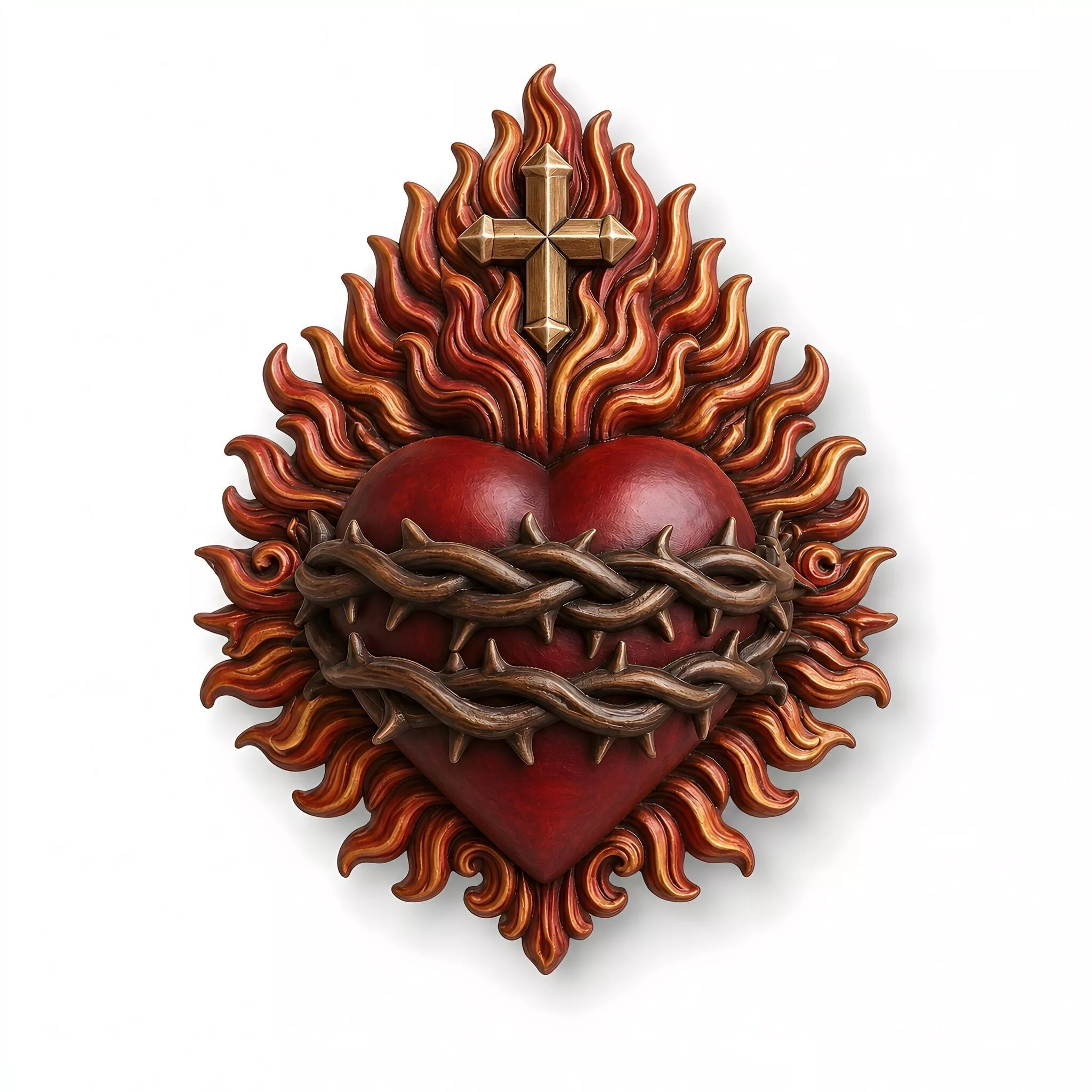 Baroque Flaming Sacred Heart 3D Print Model 3D print model