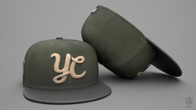 Game Ready Baseball Cap Green Pristine and Worn Variants Low-poly 3D model