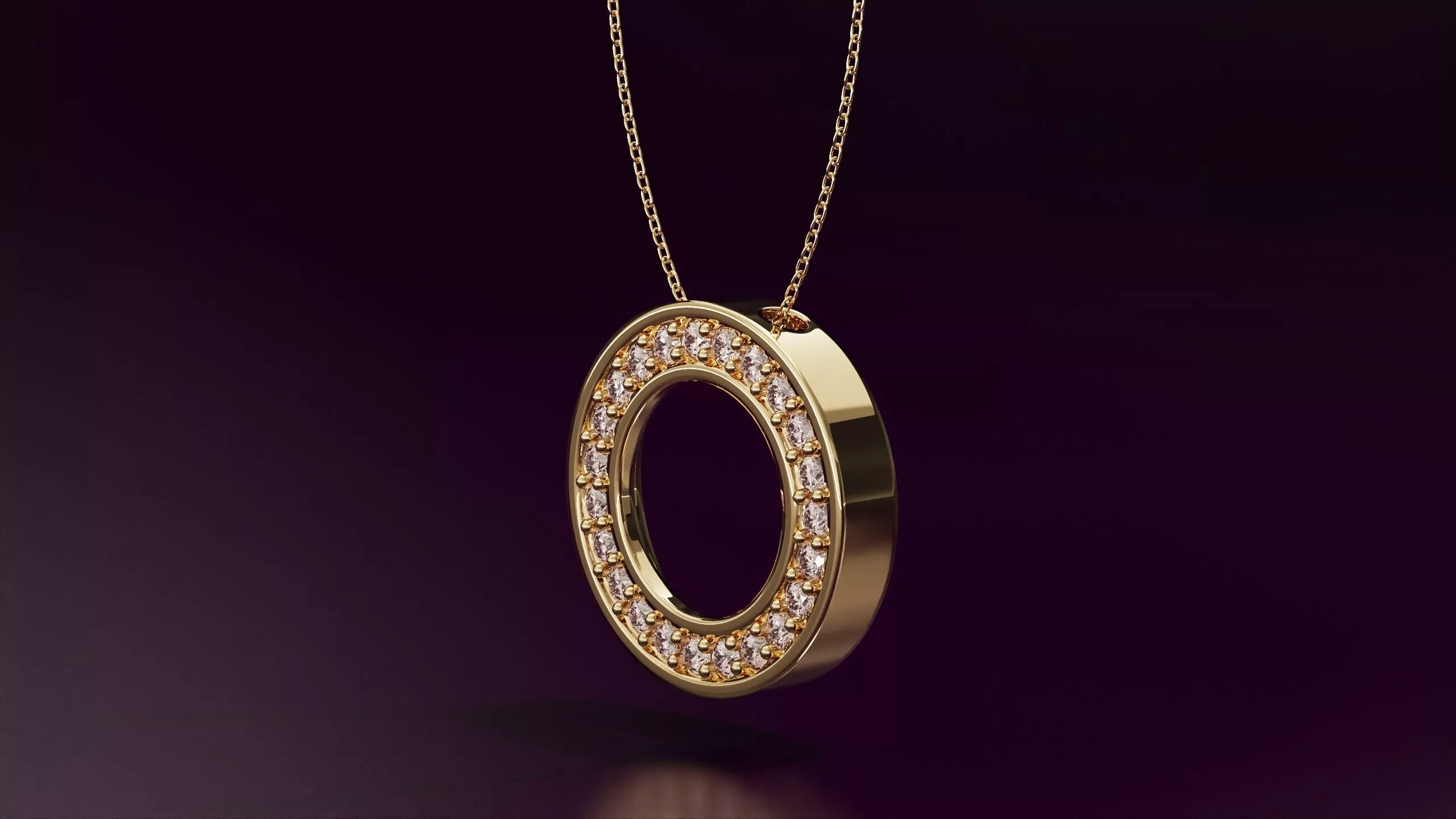 Round pendant with round diamonds 10mm 3D print model