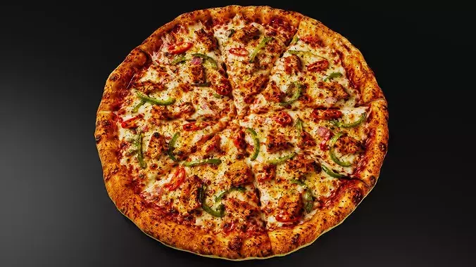 Hot And Cheesy Chicken Pizza Low-poly 3D model 5