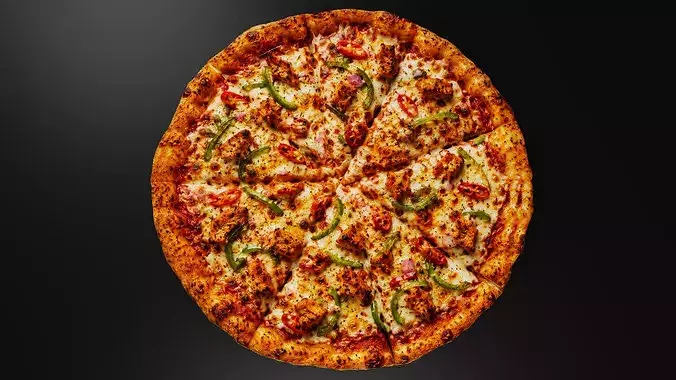 Hot And Cheesy Chicken Pizza Low-poly 3D model 2