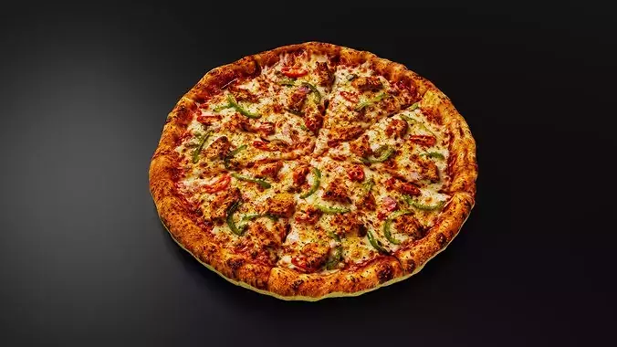 Hot And Cheesy Chicken Pizza Low-poly 3D model 3
