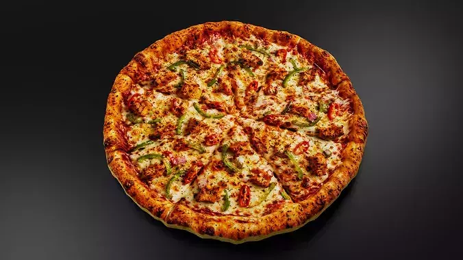 Hot And Cheesy Chicken Pizza Low-poly 3D model