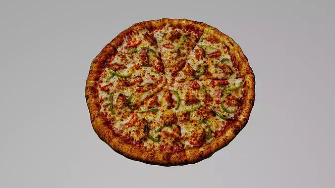 Hot And Cheesy Chicken Pizza Low-poly 3D model 7
