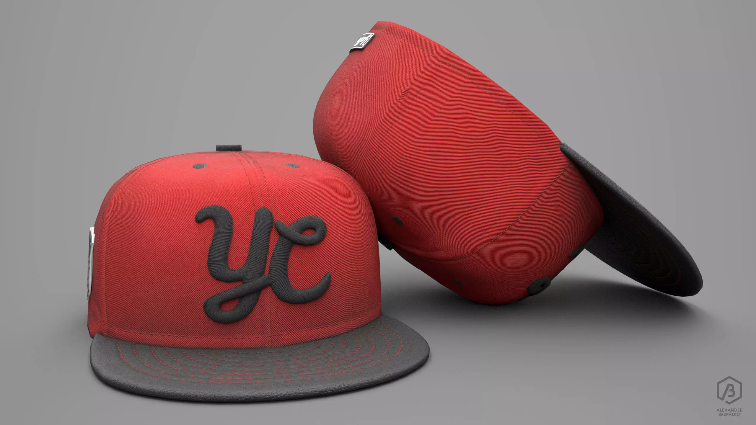 Game Ready Baseball Cap Red Pristine and Worn Variants Low-poly 3D model_0