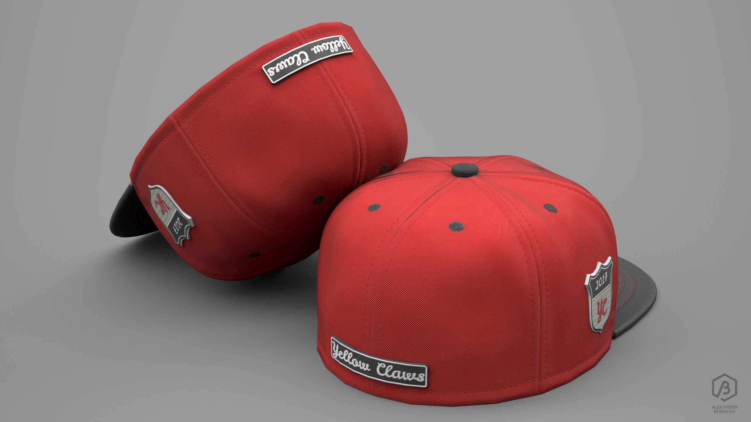 Game Ready Baseball Cap Red Pristine and Worn Variants Low-poly 3D model_4