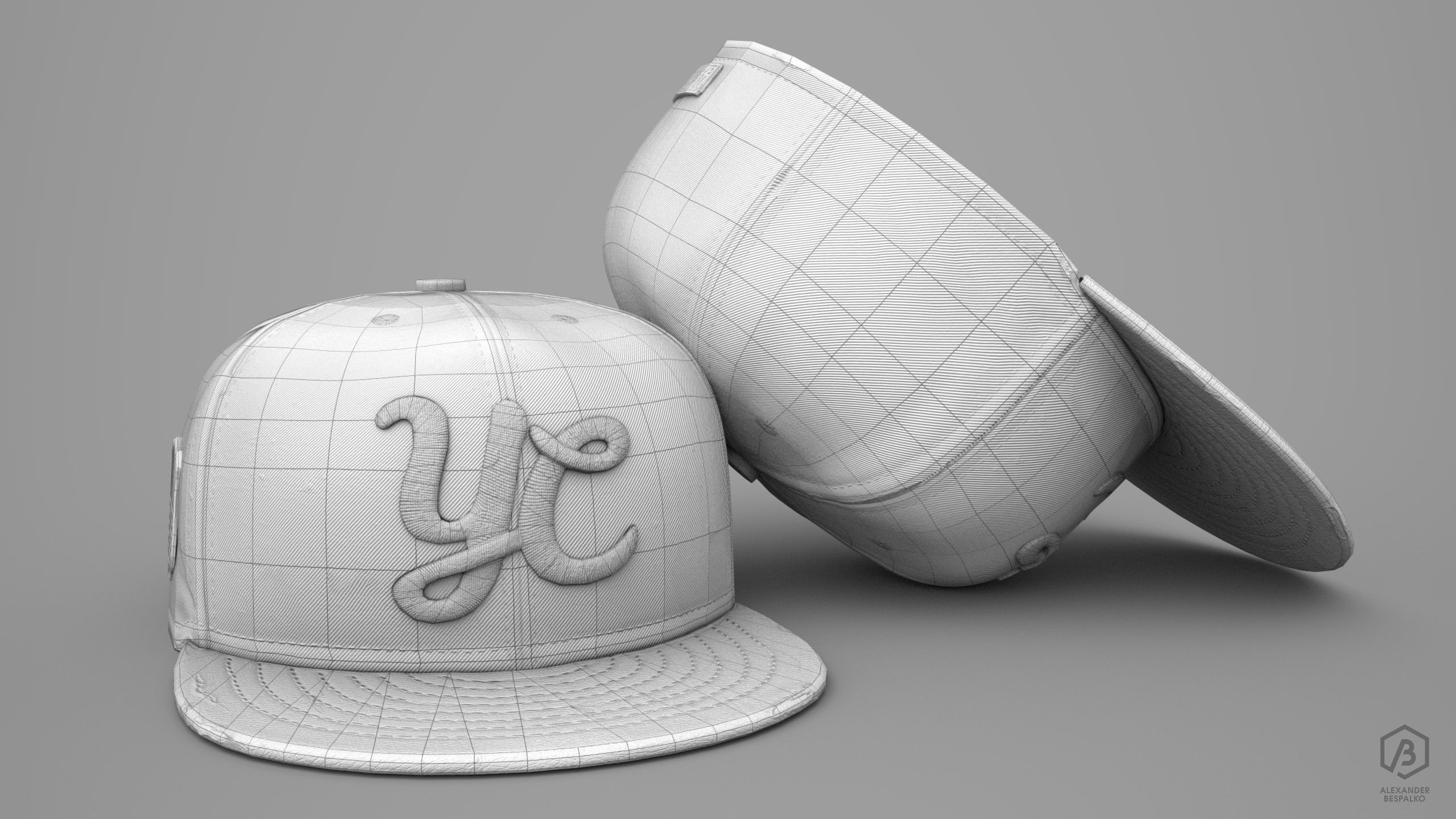 Game Ready Baseball Cap Red Pristine and Worn Variants Low-poly 3D model_6
