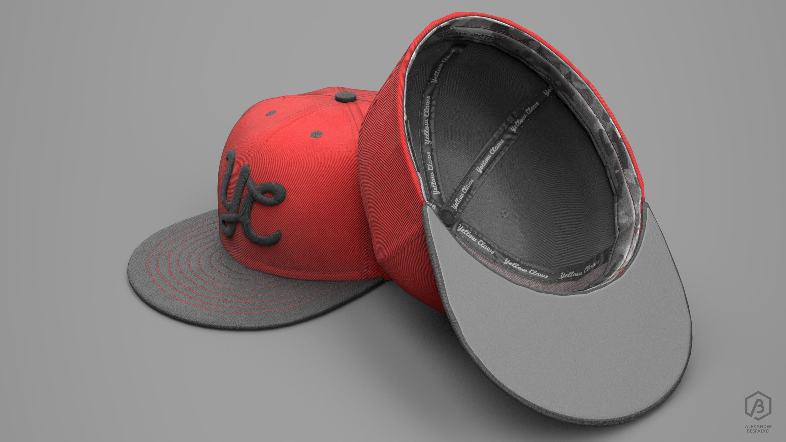 Game Ready Baseball Cap Red Pristine and Worn Variants Low-poly 3D model_2