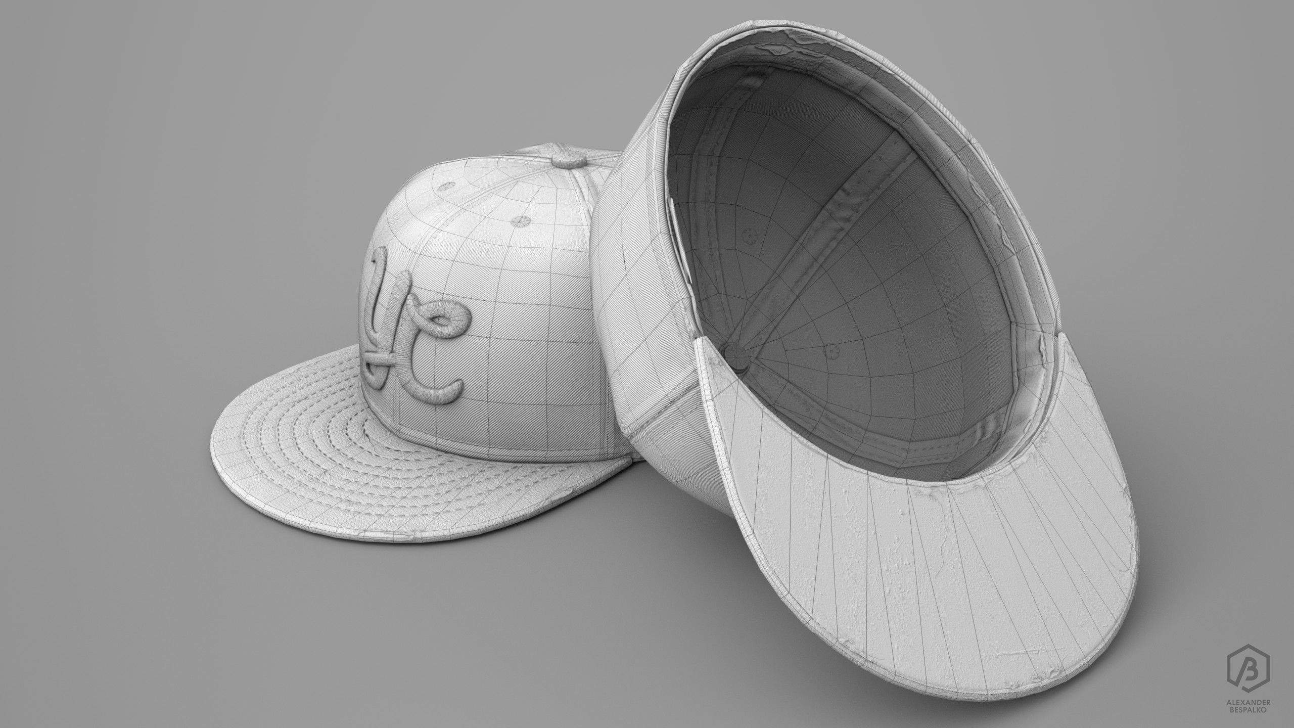 Game Ready Baseball Cap Red Pristine and Worn Variants Low-poly 3D model_7