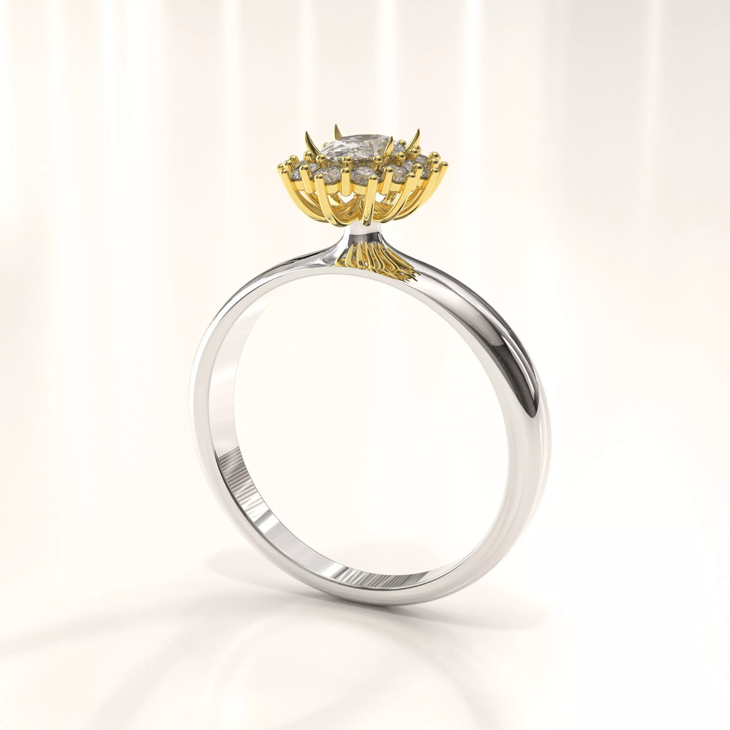 Oval Halo Engagement Ring STL Separate Head Ready to Cast 3D print model