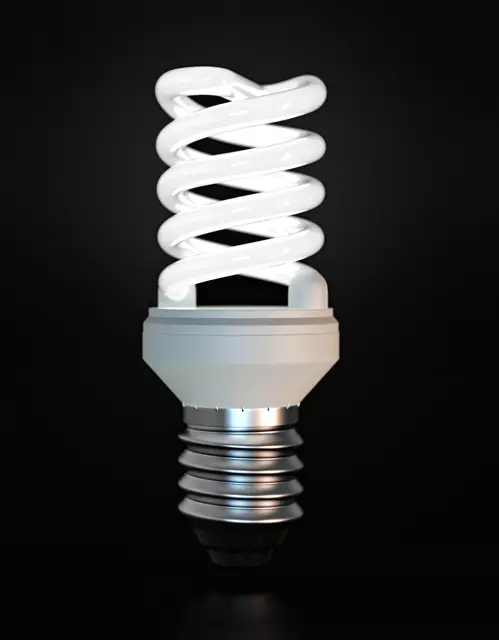 Realistic Spiral CFL Energy Saving Light Bulb 3D Model 3D model