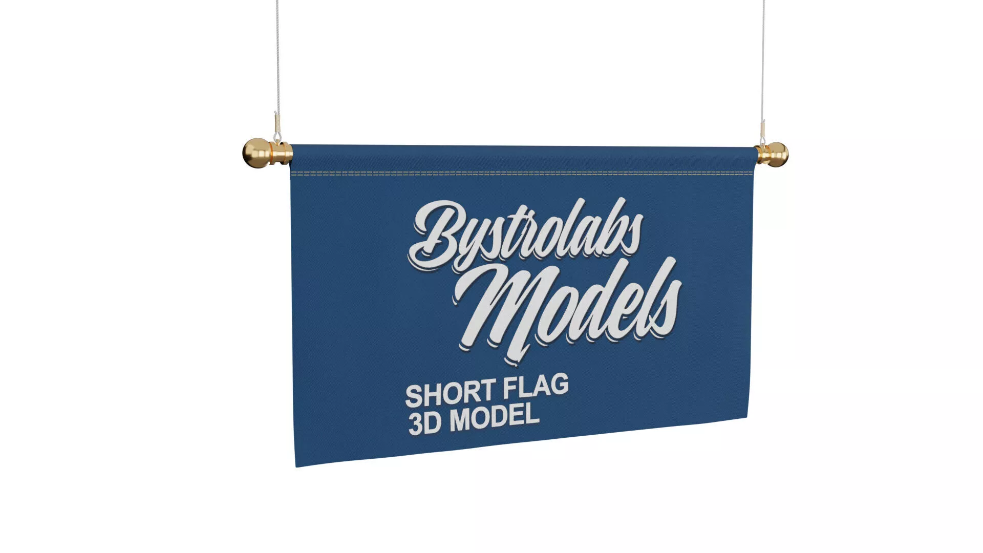 Short Blue Flag Low-poly 3D model
