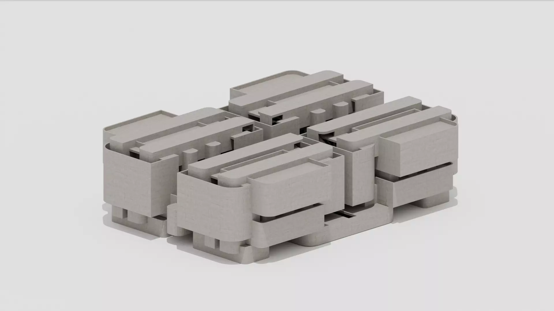 Brutalist Industrial Building 11 Low-poly 3D model