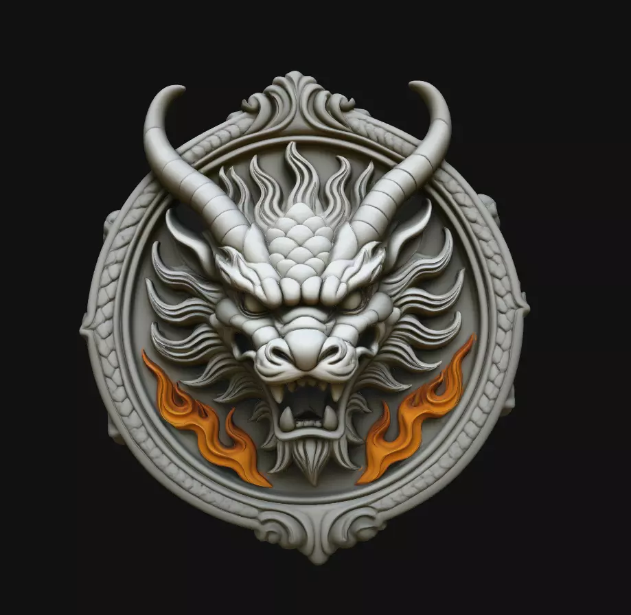 Horned Dragon Flame Pendant 3D Print Model 3D print model
