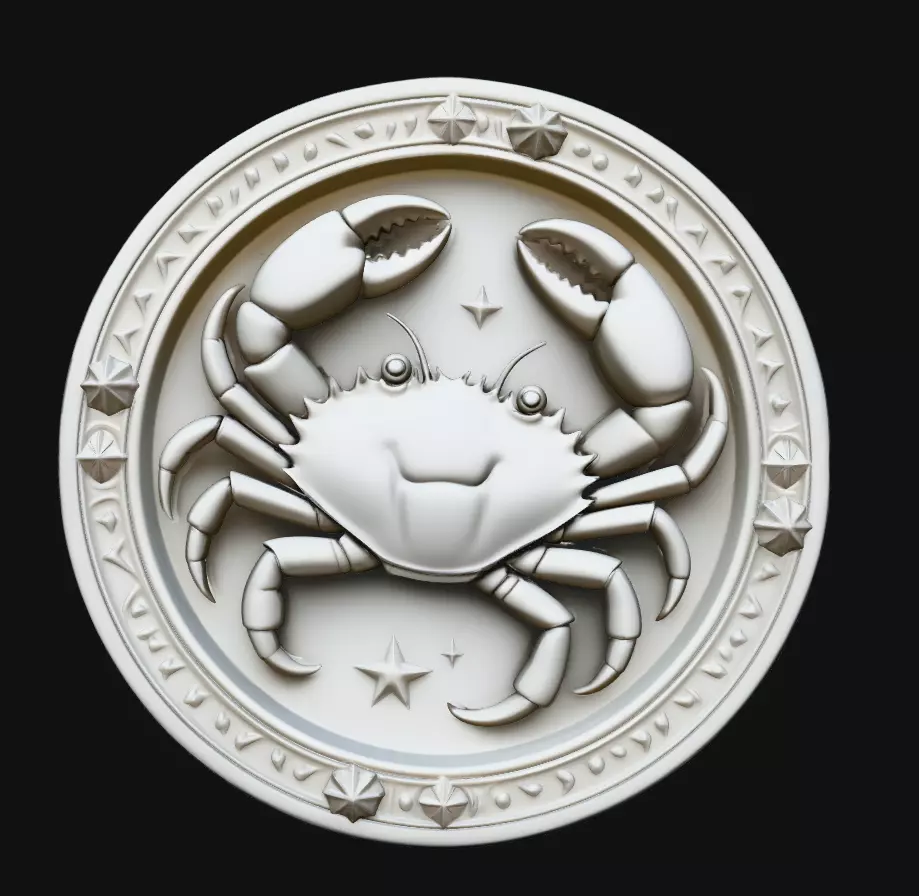 Cancer Crab Round Relief 3D Print Model 3D print model