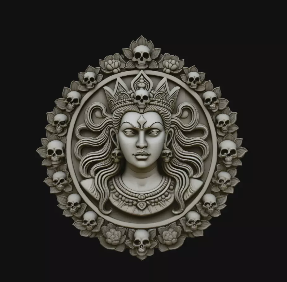 Gothic Goddess Skull Relief 3D Print Model 3D print model