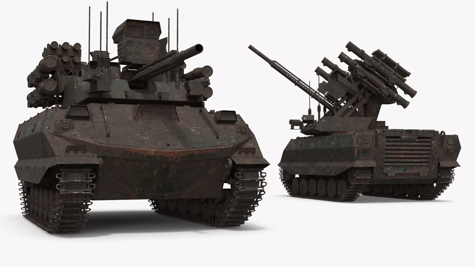 Combat Tank with Dual Armament and Sensor Systems Rust Rigged 3D model