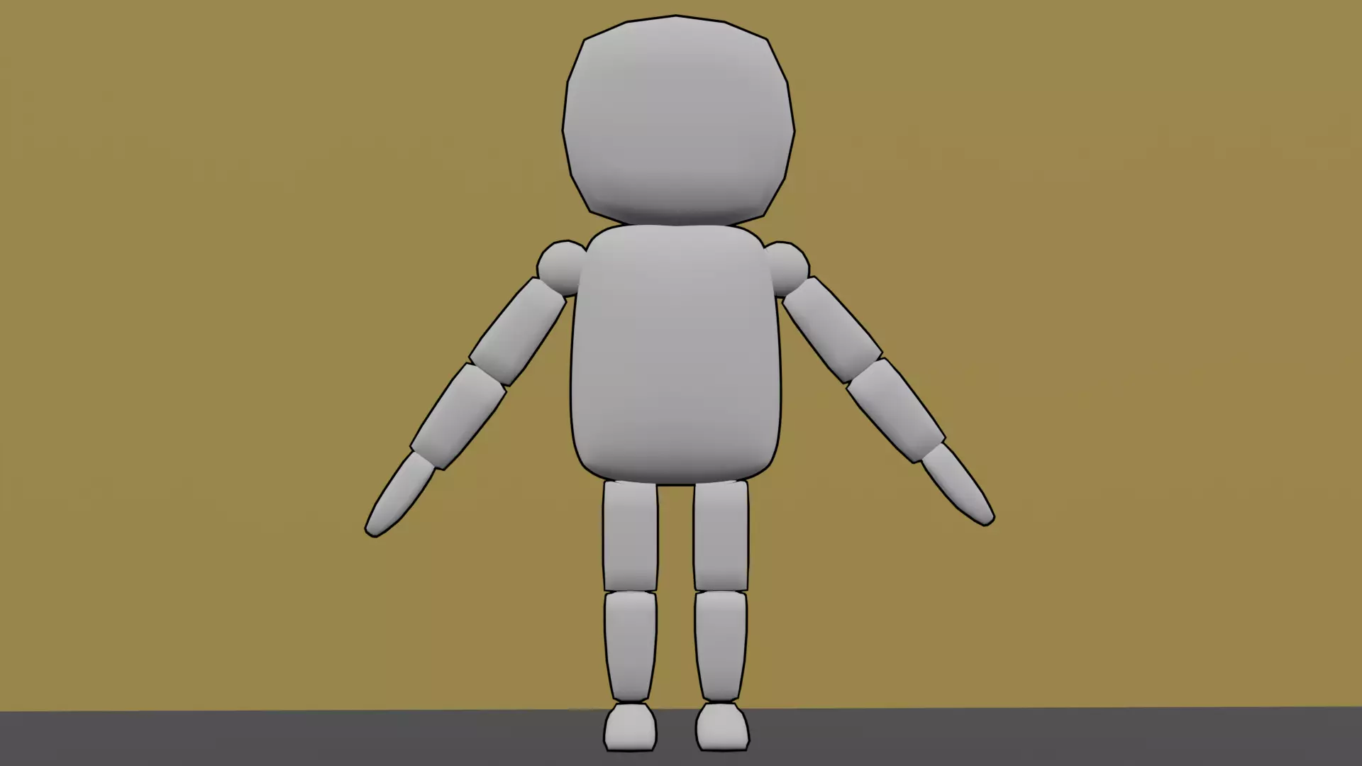 Stylized Low Poly Outline Character Rigged and Unrigged Low-poly 3D model