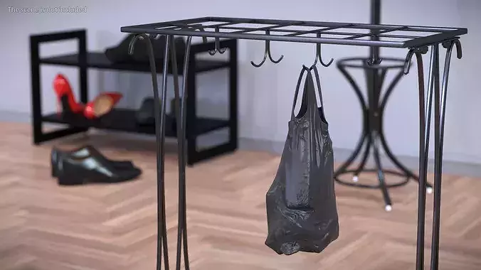 Shopping Bag Hanging Polyethylene Black 3D model 3