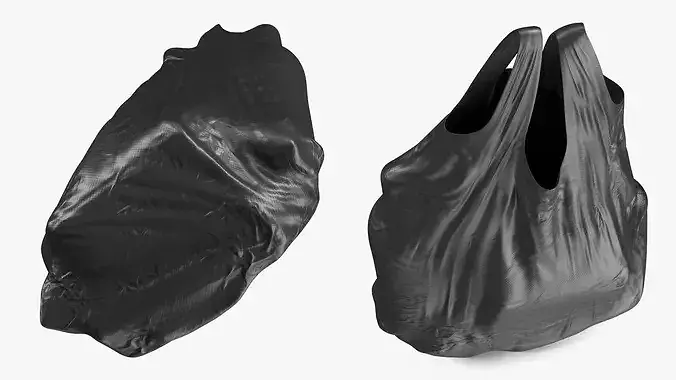 Shopping Bag Hanging Polyethylene Black 3D model 6