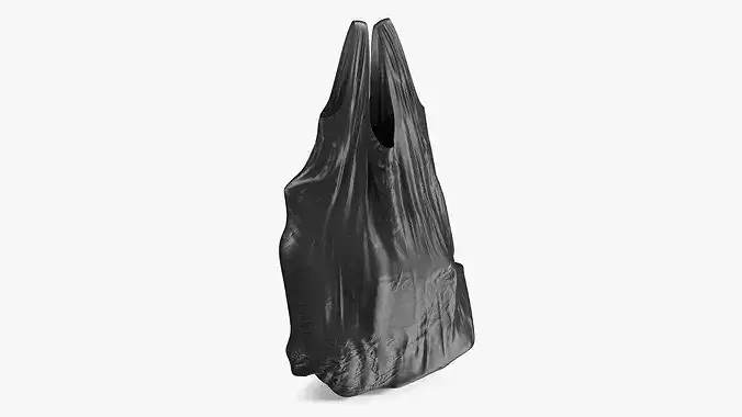 Shopping Bag Hanging Polyethylene Black 3D model 2