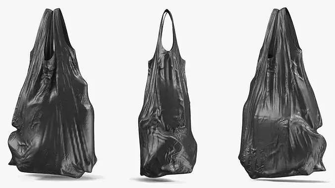 Shopping Bag Hanging Polyethylene Black 3D model 5